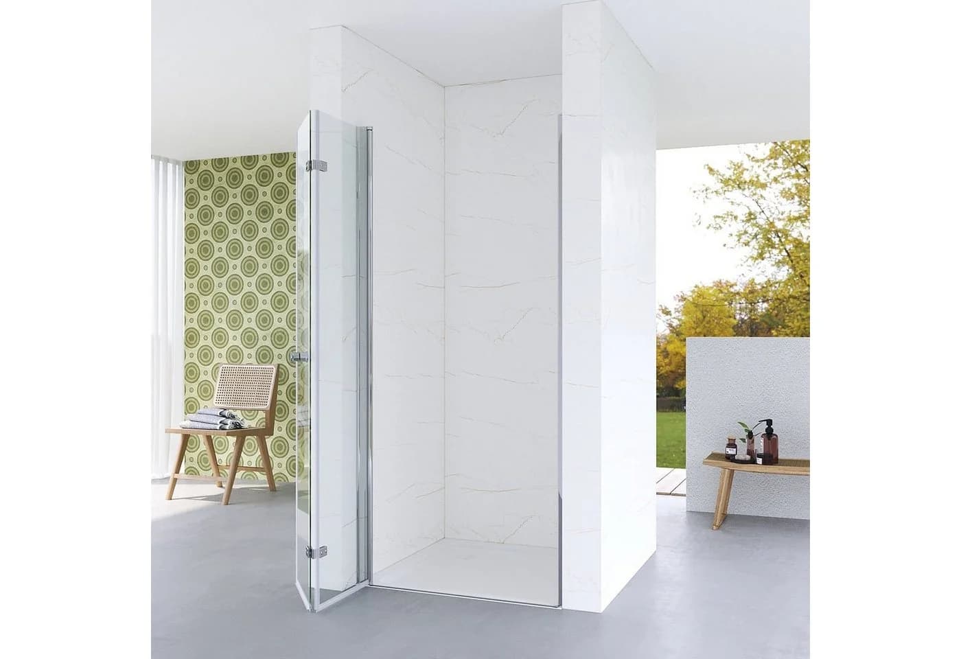AQUABATOS Dusch-Falttür Nische 5mm ESG Glas Modern Silber Transparent - Bild 3