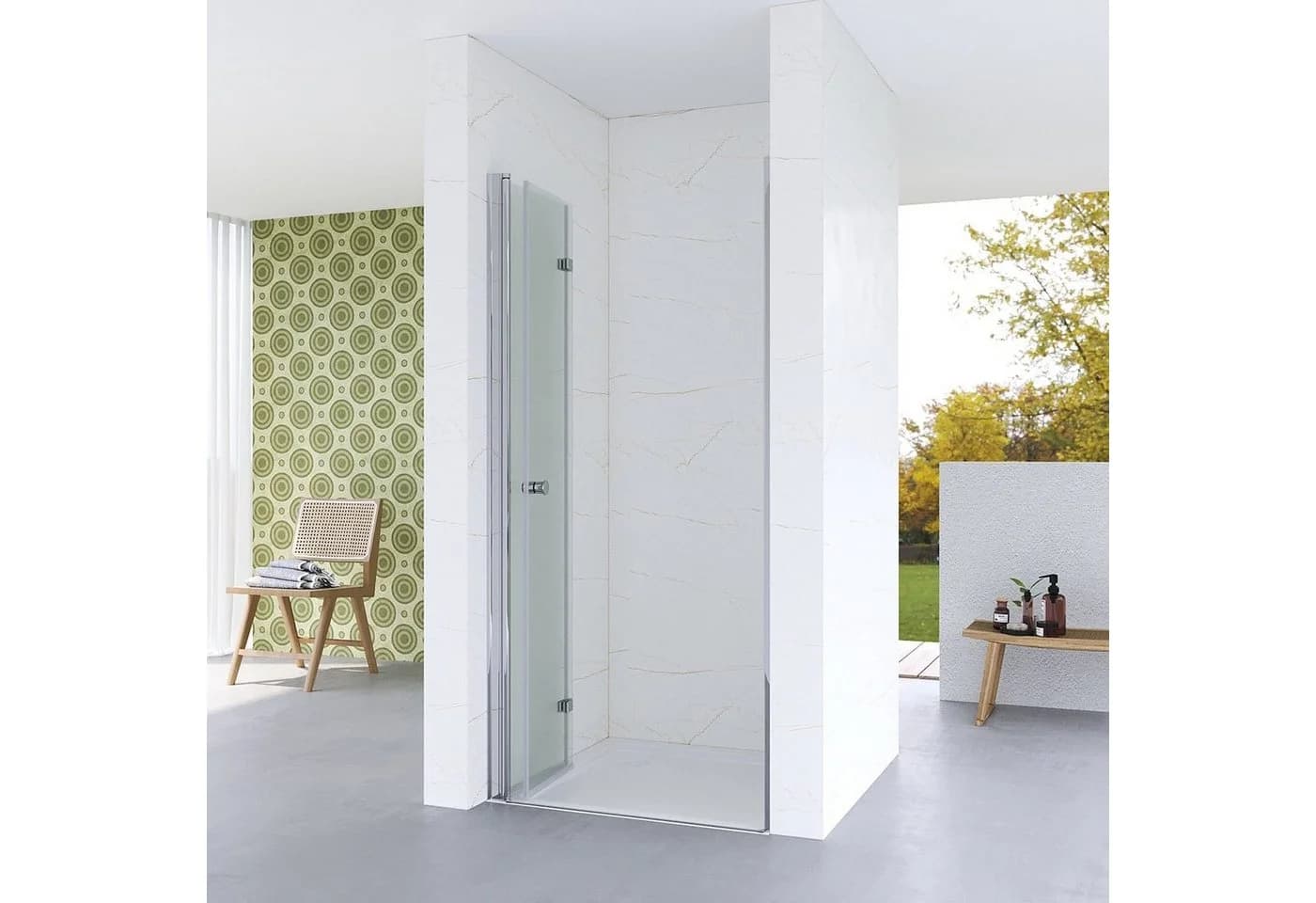 AQUABATOS Dusch-Falttür Nische 5mm ESG Glas Modern Silber Transparent - Bild 4