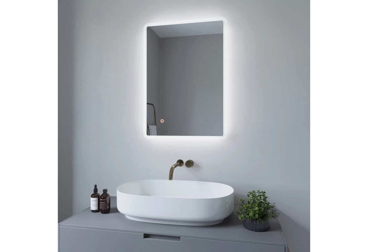 AQUALAVOS LED Badspiegel mit Beleuchtung 70x50cm Kaltweiß IP44 Touch-Schalter Dimmbar - Bild 2