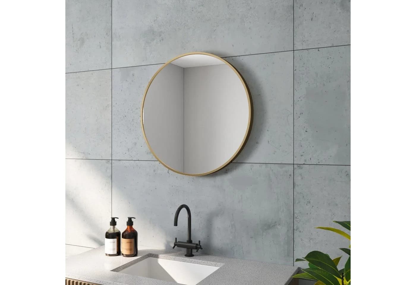 AQUALAVOS Wandspiegel Rund 60cm Gold Kristallglas Aluminium - Bild 2