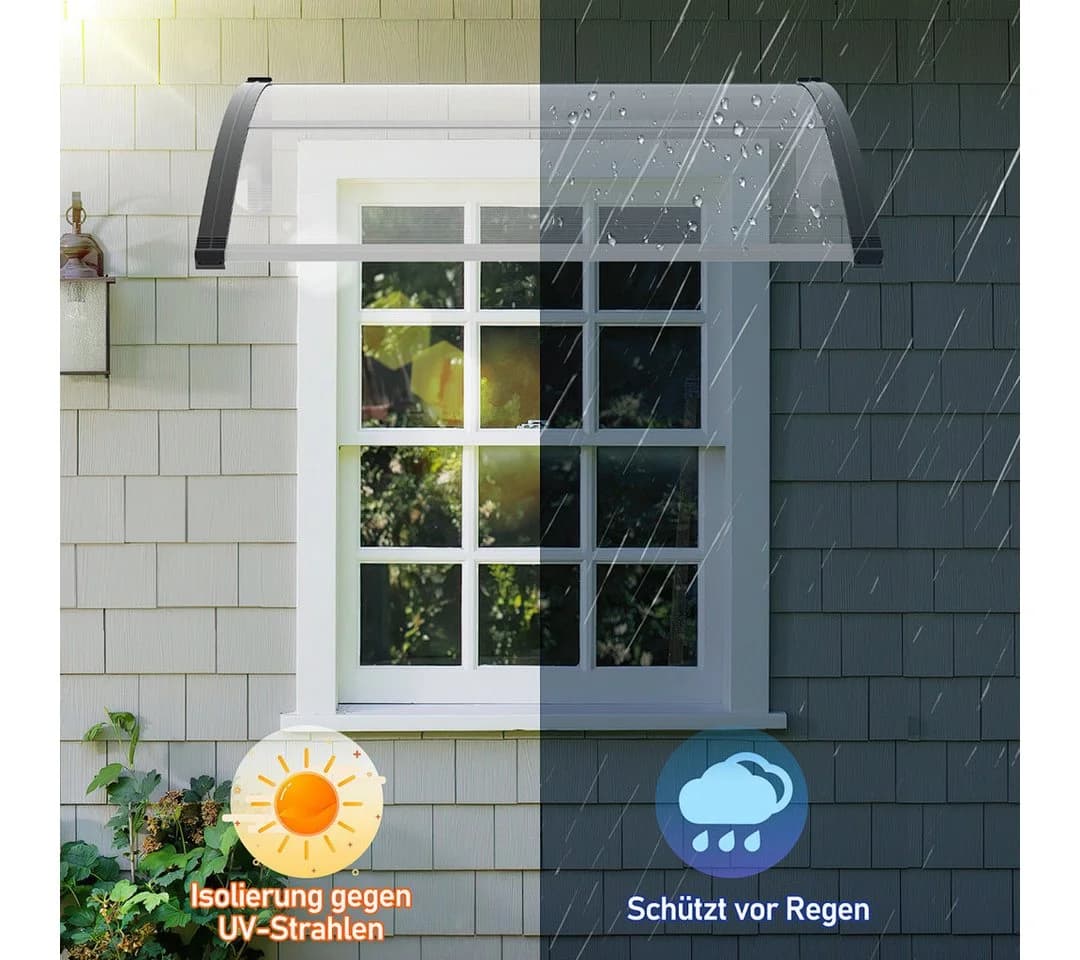 Clanmacy Vordach Haustürvordach Transparent Wetterfest UV-beständig - Bild 5