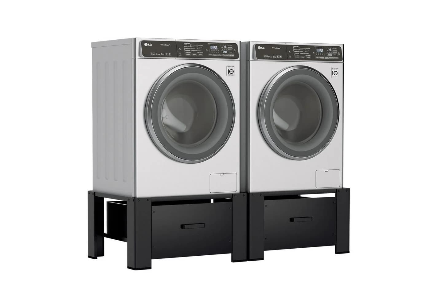 Clanmacy Waschmaschinenunterschrank 2er Set Schwarz mit Schublade - Bild 2