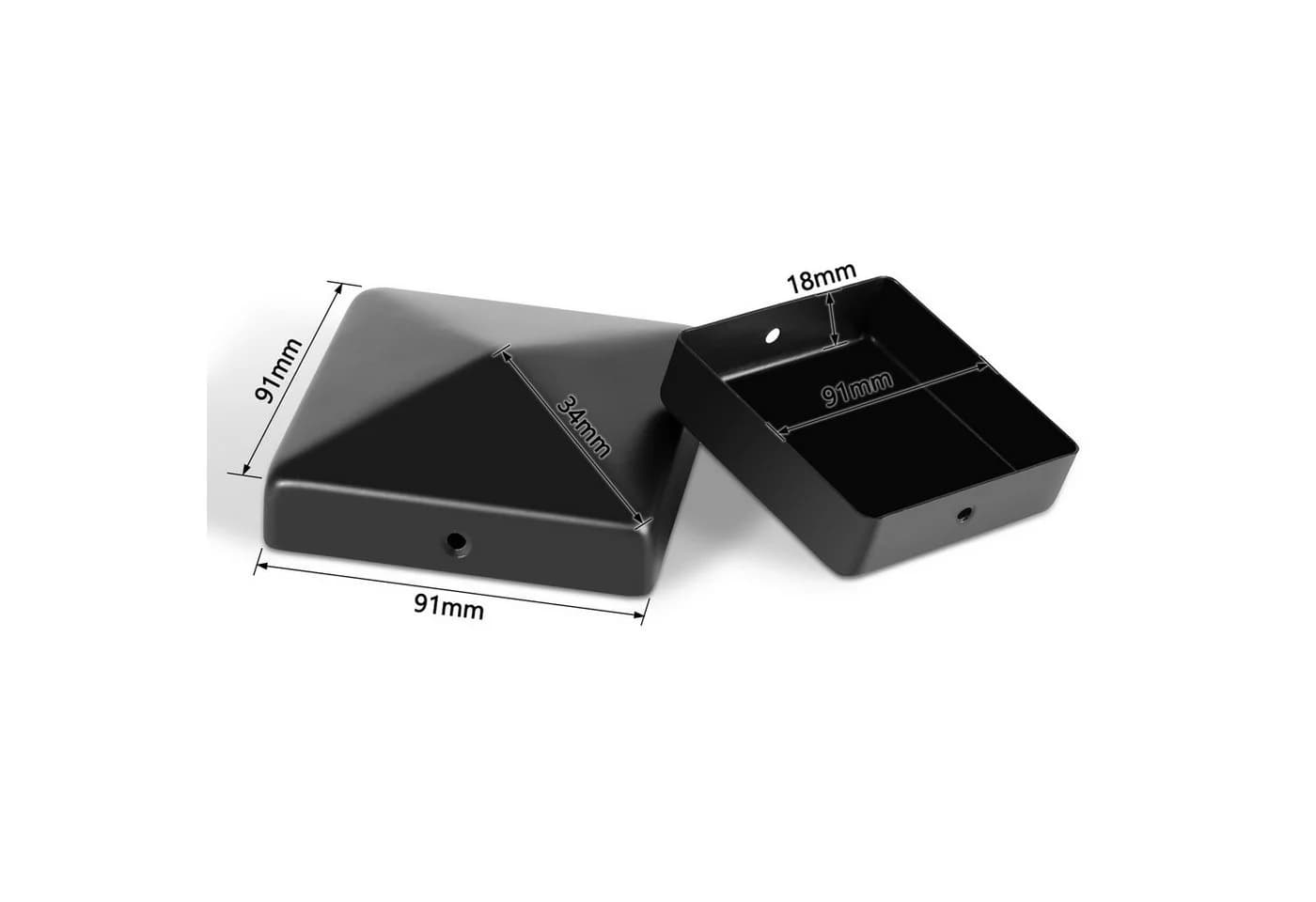 Clanmacy Pfostenkappe Pyramide 91x91mm Schwarz 10er Set
