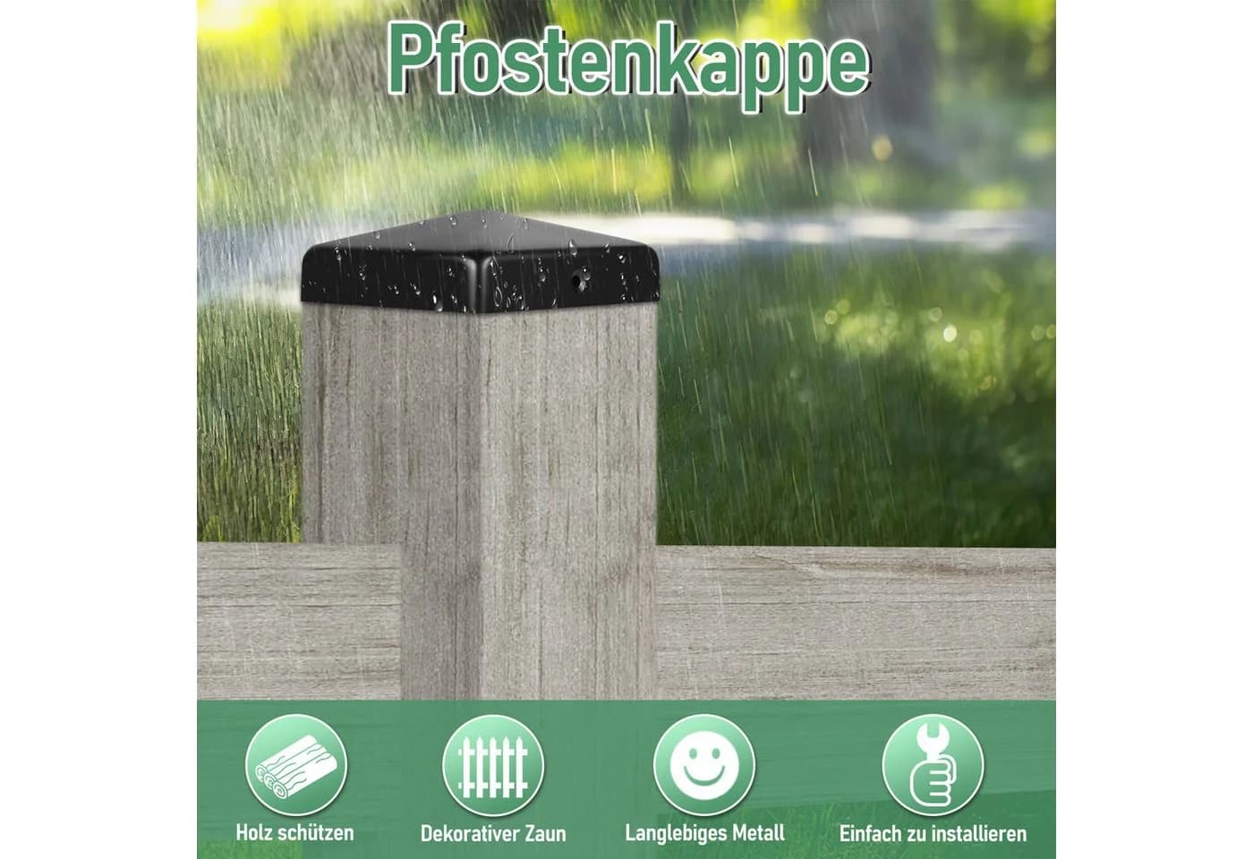 Clanmacy Pfostenkappe Pyramide 91x91mm Schwarz 10er Set - Bild 3