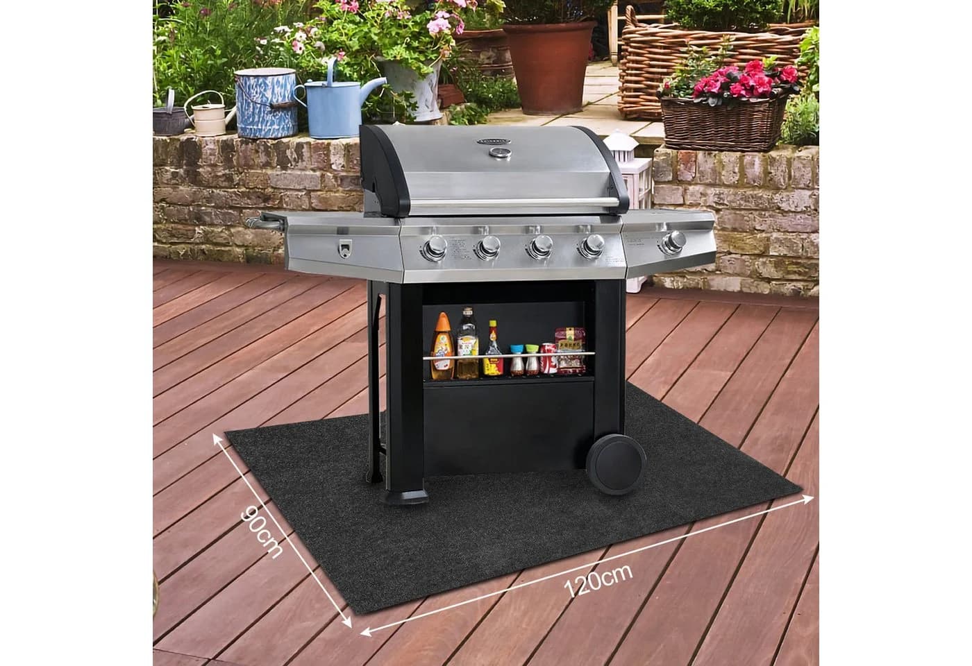 Clanmacy BBQ Grillmatte Grau Feuerhemmend Rutschfest