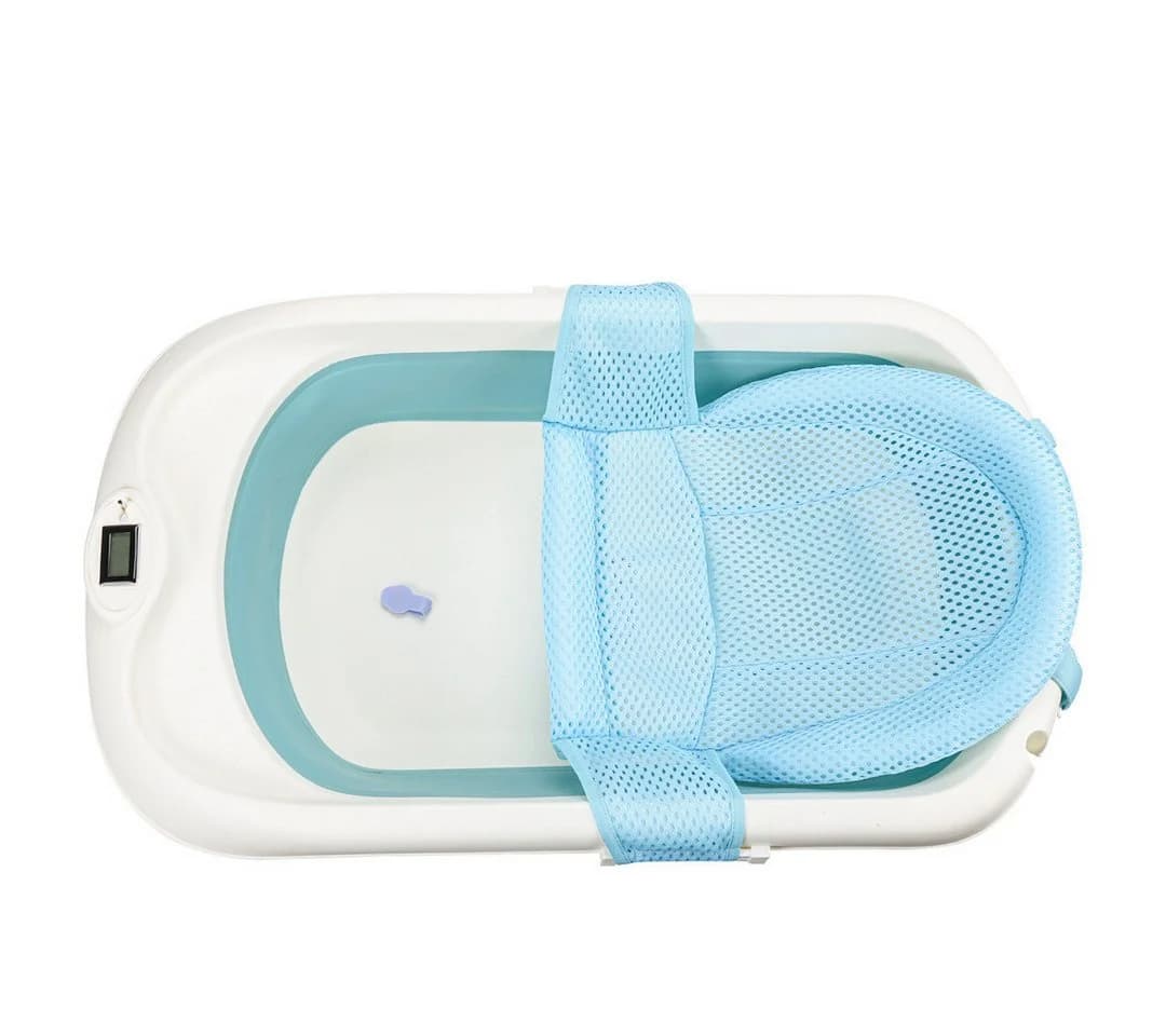 Clanmacy Faltbare Babybadewanne mit Thermometer & Badenetz - Bild 2