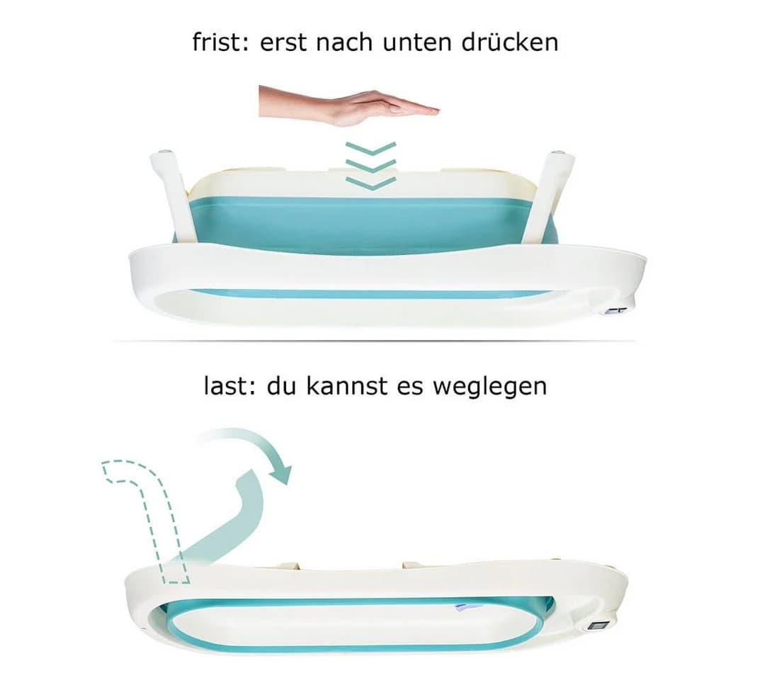 Clanmacy Faltbare Babybadewanne mit Thermometer & Badenetz - Bild 3