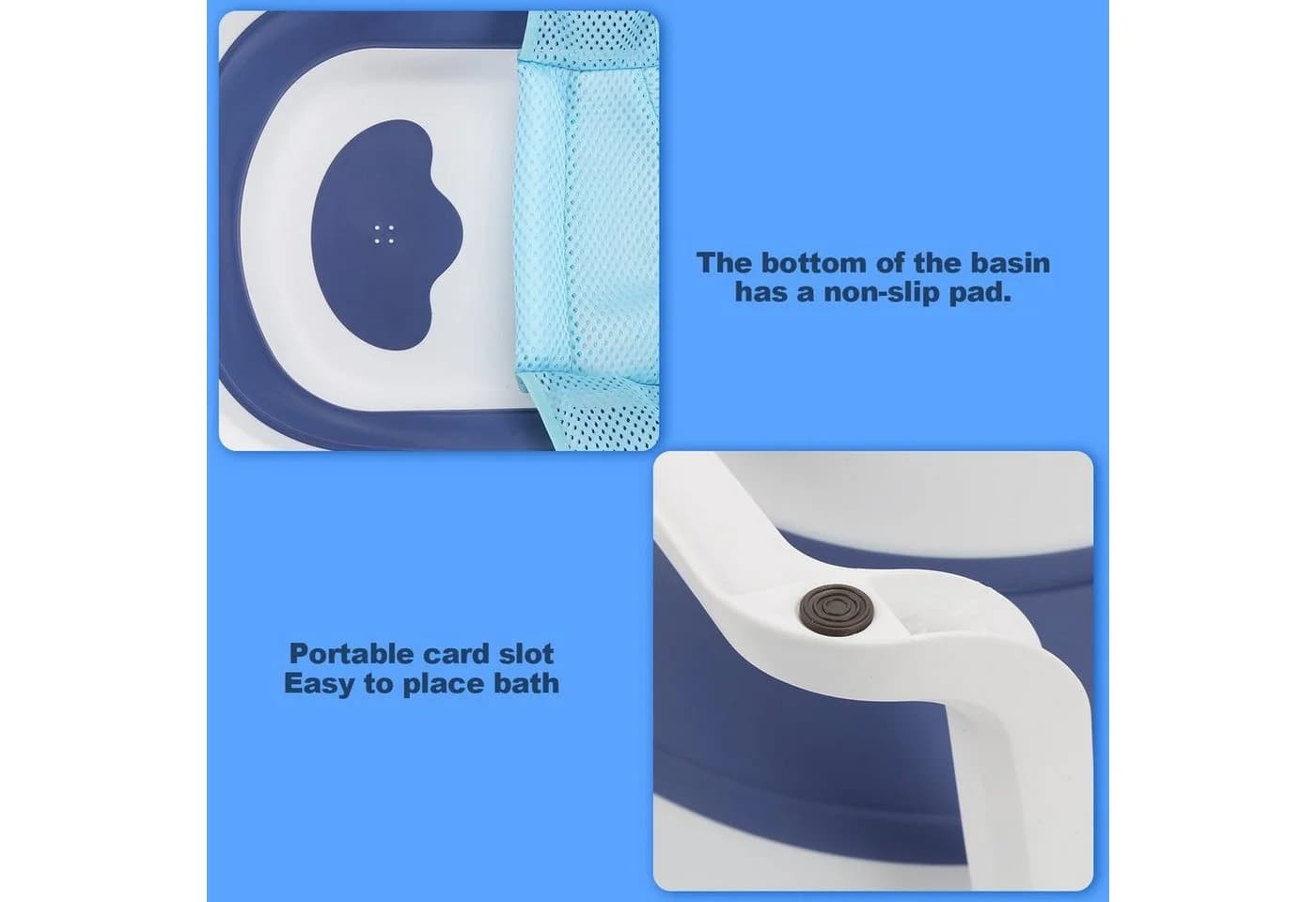 Clanmacy Babybadewanne Faltbare PP&TPE Blau - Bild 4
