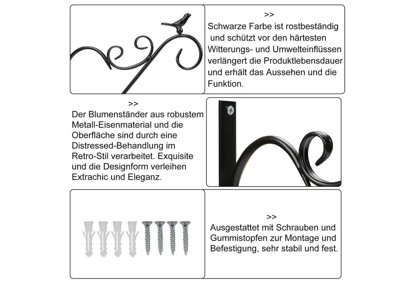 Clanmacy Wandhaken 8x Haken Schwarz Gusseisen - Bild 4