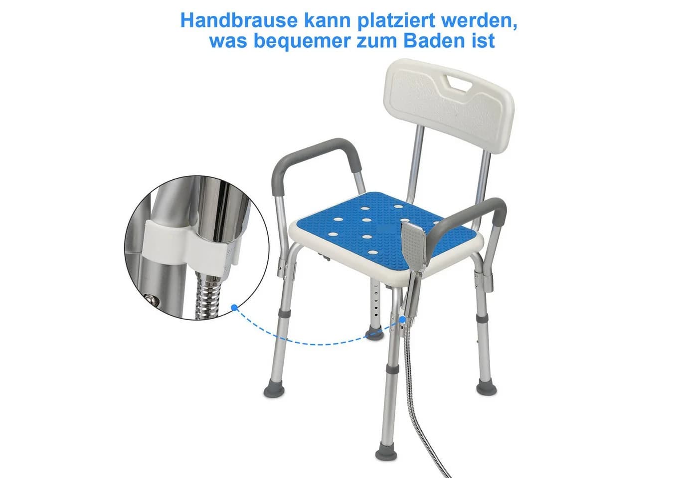 Clanmacy Duschhocker höhenverstellbar mit Rückenlehne Weiß - Bild 5