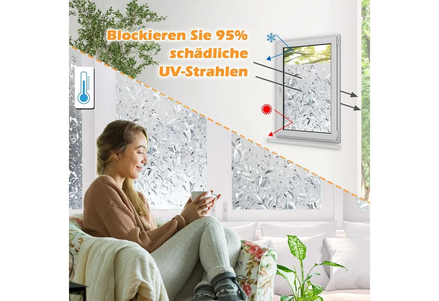 Clanmacy Selbstklebende Fensterfolie Milchglasoptik Sichtschutz - Bild 4