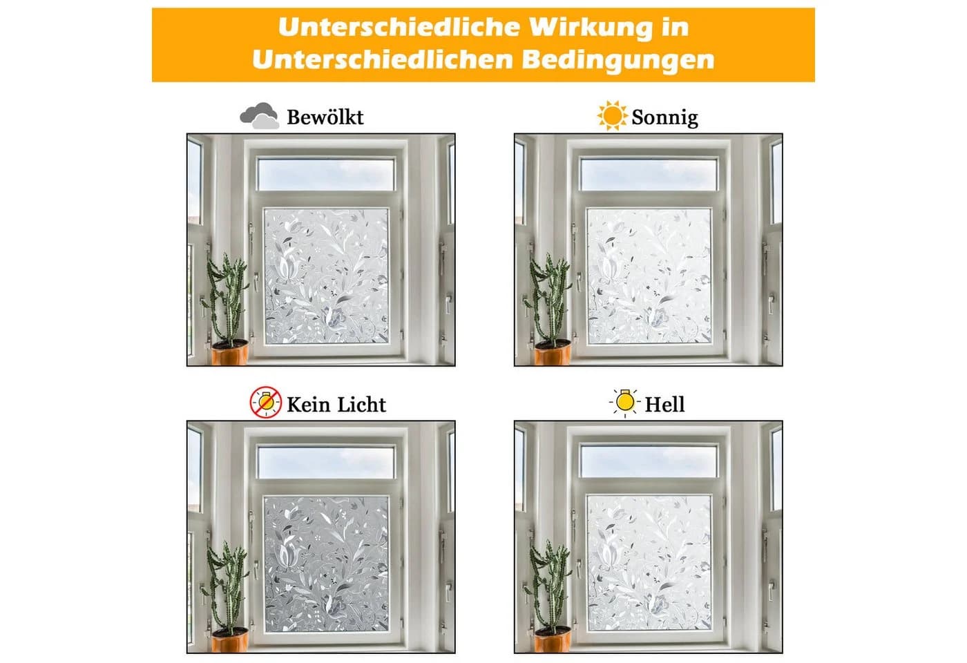 Clanmacy Selbstklebende Fensterfolie Milchglasoptik Sichtschutz - Bild 5