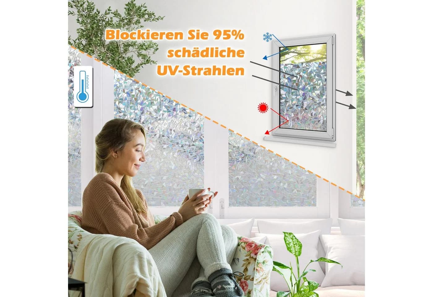 Clanmacy Fensterfolie Milchglasfolie Sichtschutzfolie Selbstklebend 60,90cm - Bild 5