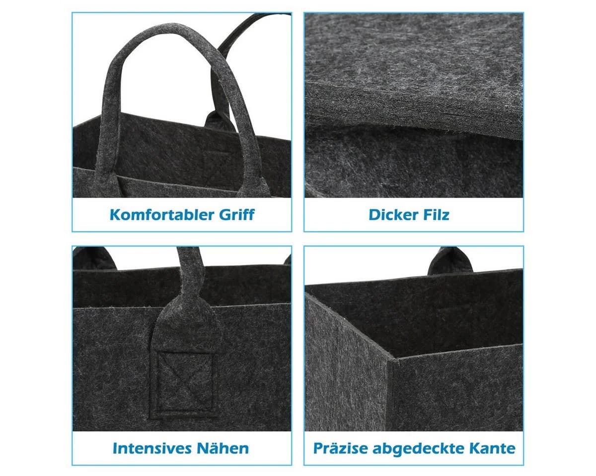 Clanmacy Allzweckkorb Filzbox Dunkelgrau 2er Set - Bild 3