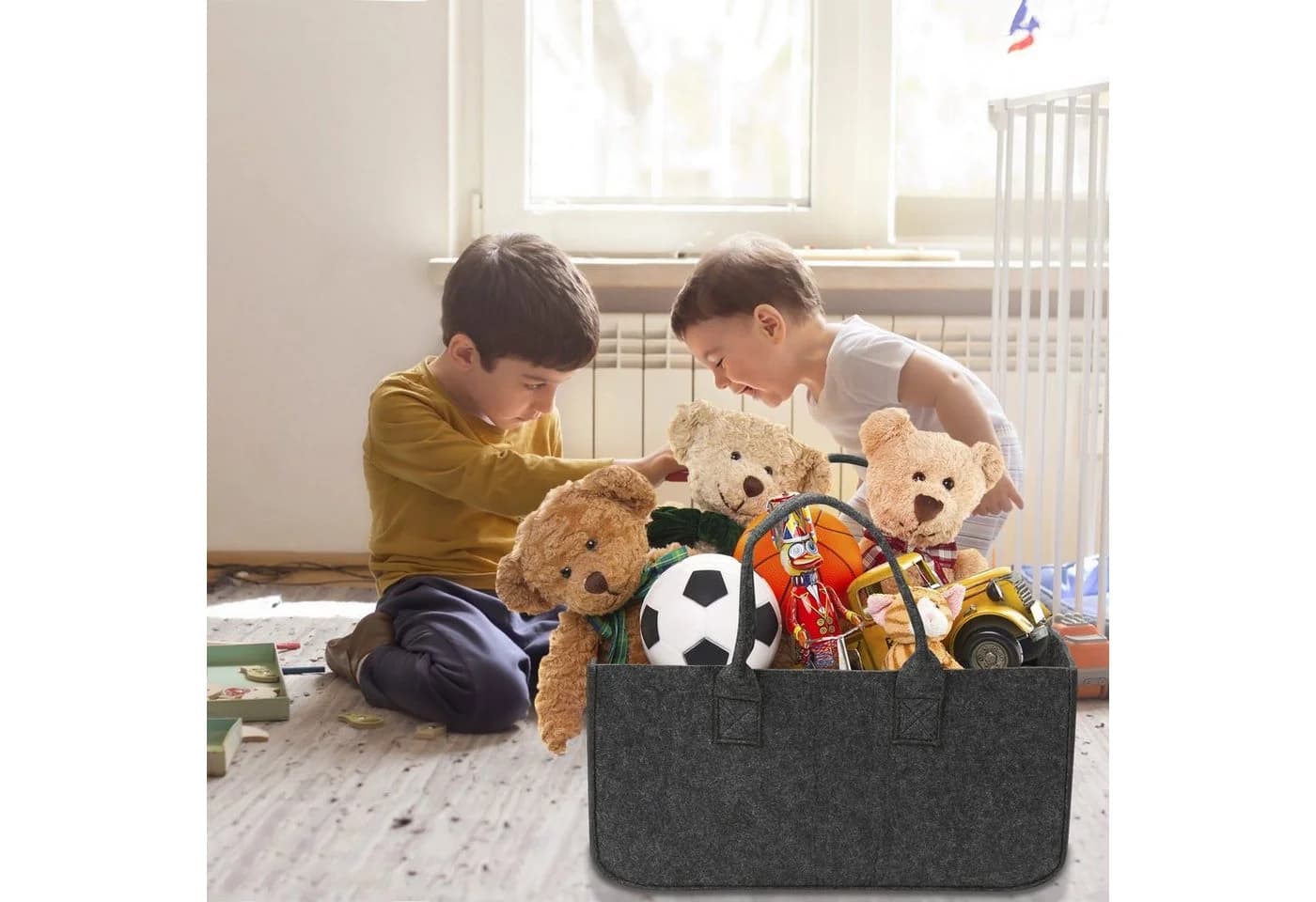 Clanmacy Allzweckkorb Filzbox Dunkelgrau 2er Set - Bild 4