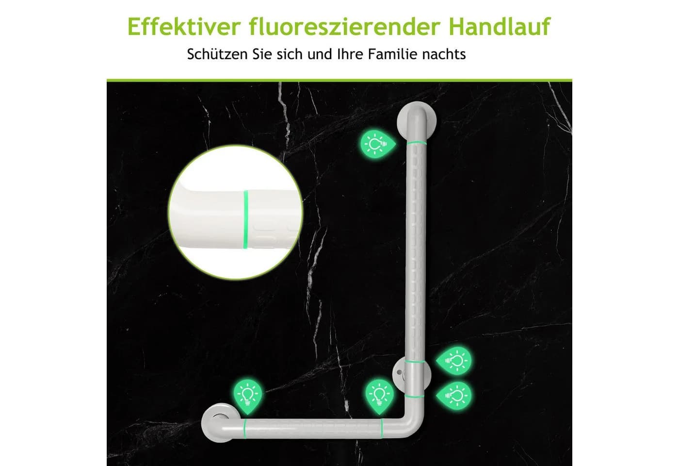 Clanmacy L-förmiger Haltegriff Edelstahl Rutschfest Weiß - Bild 3