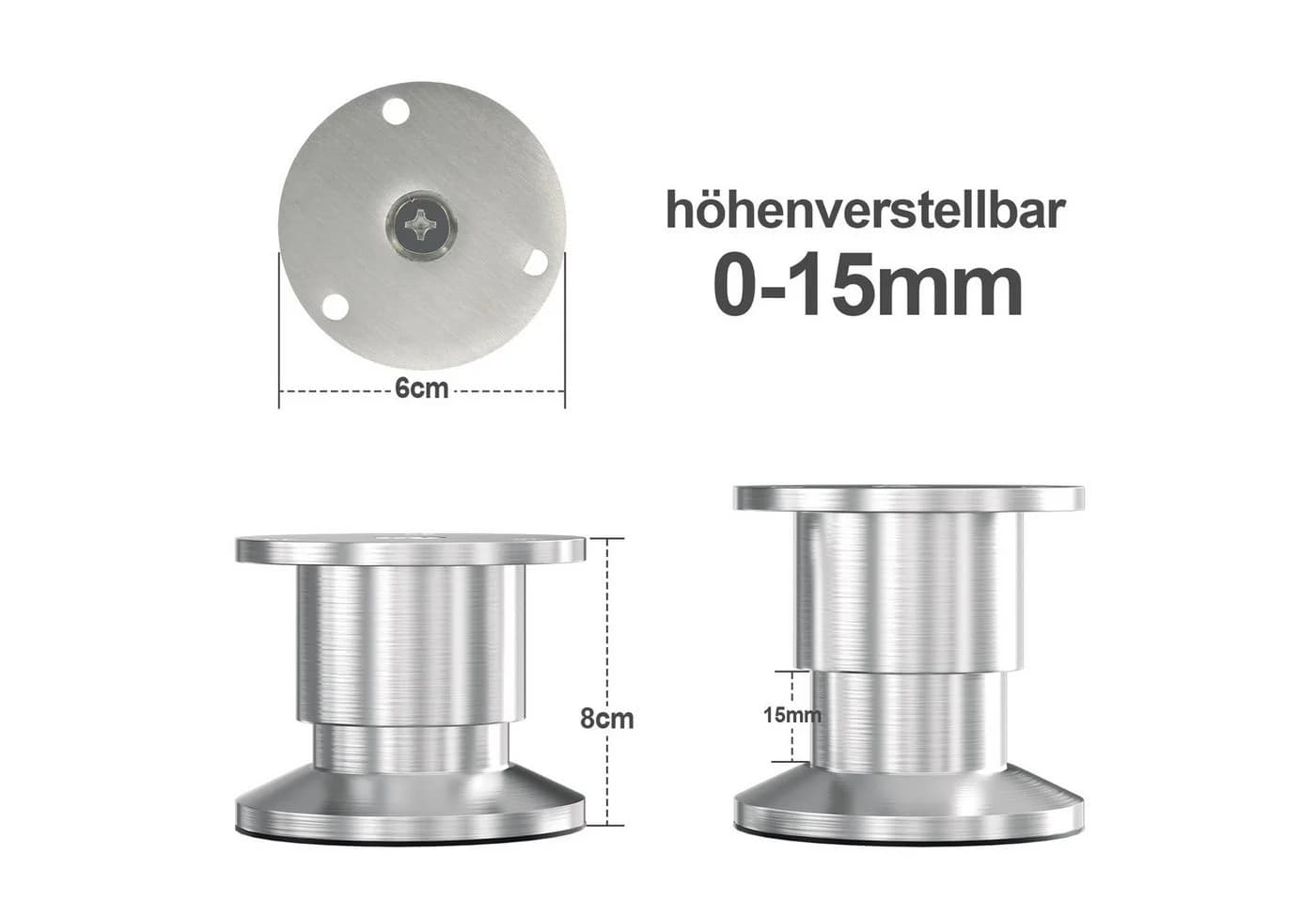 Clanmacy Möbelfuß 4X Verstellbare Möbelfüße aus Kunststoff