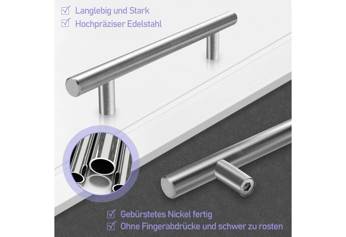Clanmacy Edelstahl Möbelgriff Stangengriff Modern Silber - Bild 5