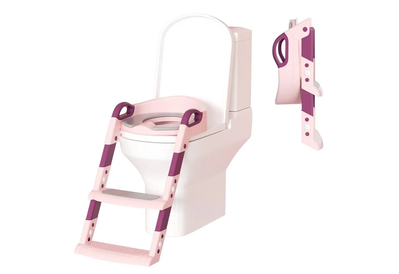 Clanmacy Toilettentrainer mit Treppe Rosa Faltbar - Bild 3
