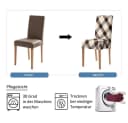 Vivi Idee Stuhlbezug Set Beige Karo Elastisch Waschbar Bild 4