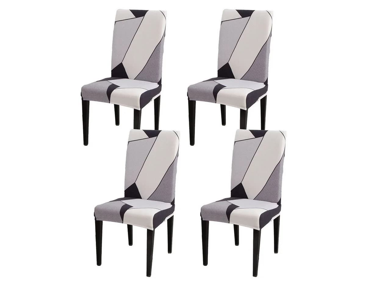 Vivi Idee Stuhlbezug Spannbezug 4/6er Set Weiß Schwarz Grau - Bild 2