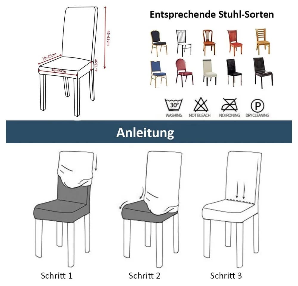 Vivi Idee Stuhlbezug Set 4/6er Elastisch Waschbar Polyester - Bild 3