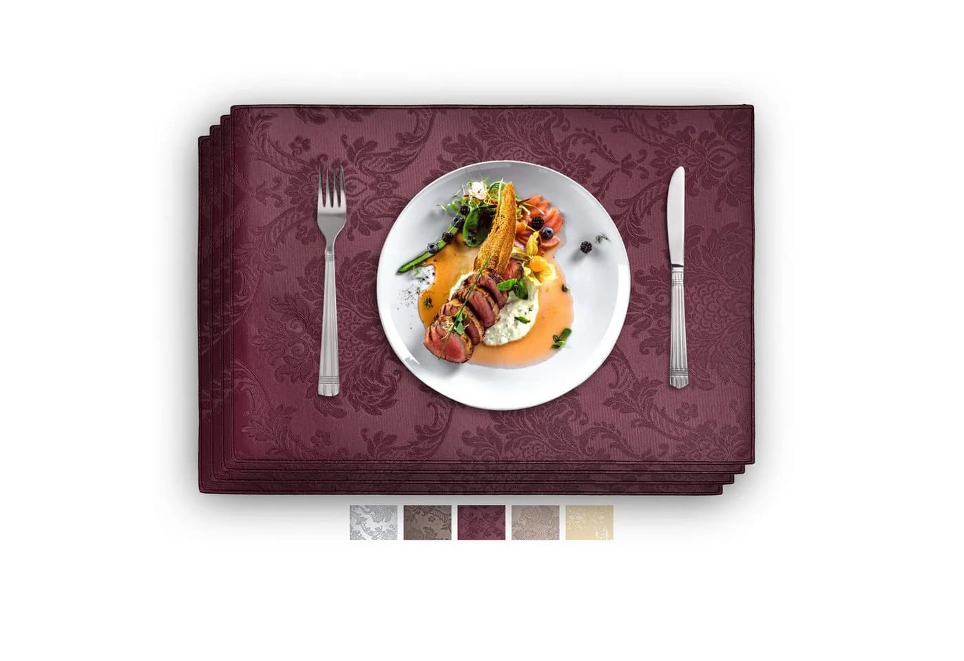 Vivi Idee Platzset Kunstleder Abwischbar Wasserdicht Dunkelrot 4er Set - Bild 2