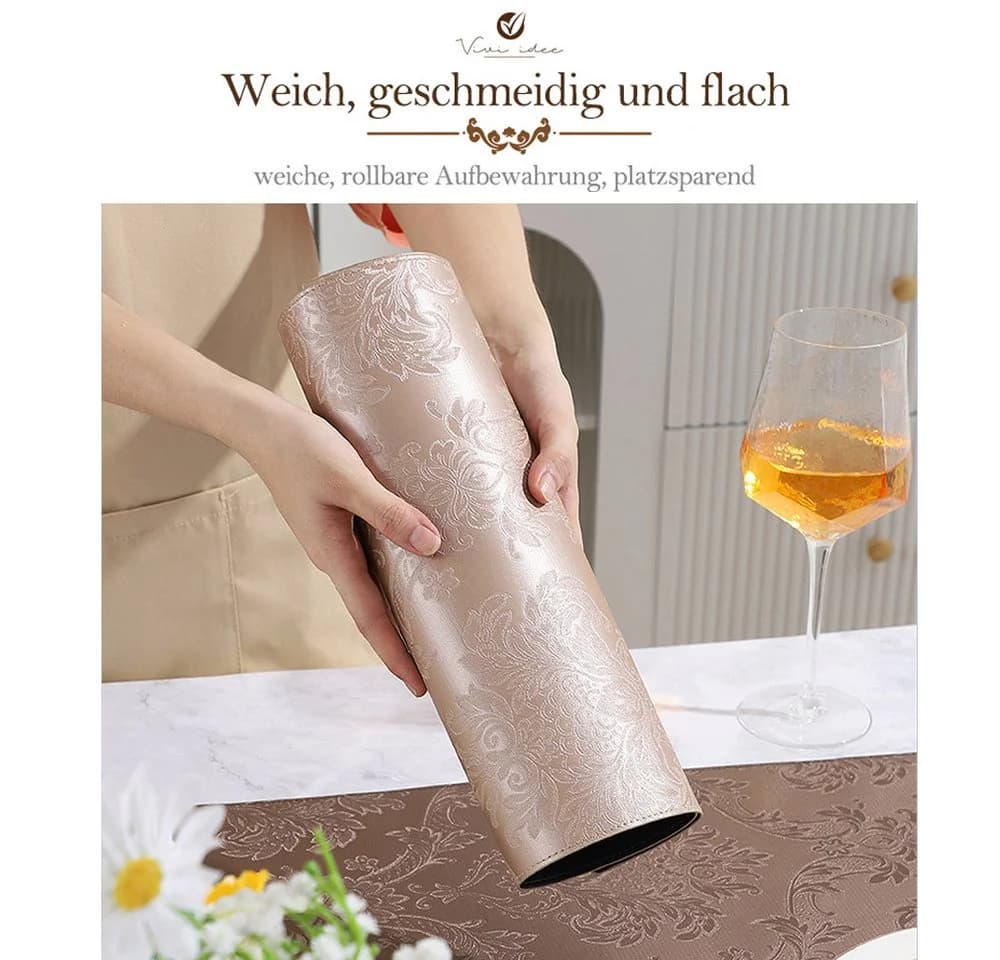 Vivi Idee Platzset Kunstleder Abwischbar Wasserdicht Dunkelrot 4er Set - Bild 4