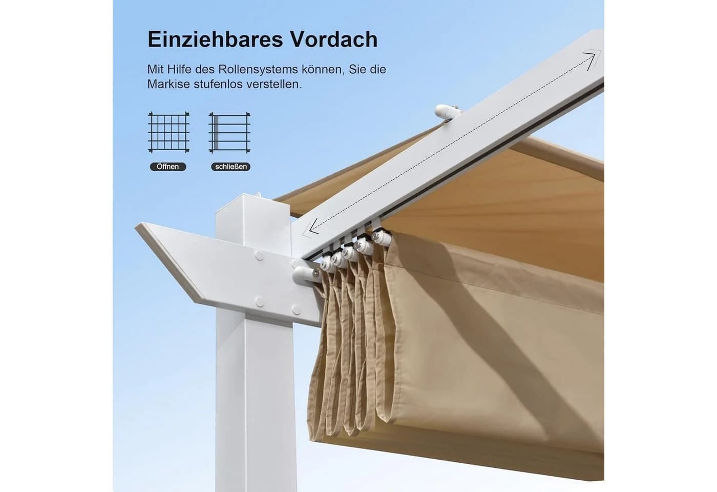 PURPLE LEAF Pergola 3x4m mit Schiebedach Aluminium - Bild 5