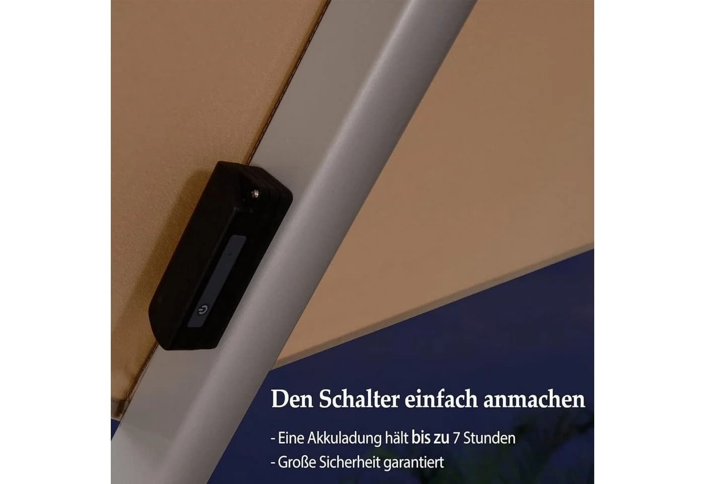 PURPLE LEAF Ampelschirm Rechteckig Beige mit Solar LED - Bild 5