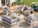MeXo Gartenlounge-Set 5-tlg. Aluminium mit Kissen Weiss Bild 3