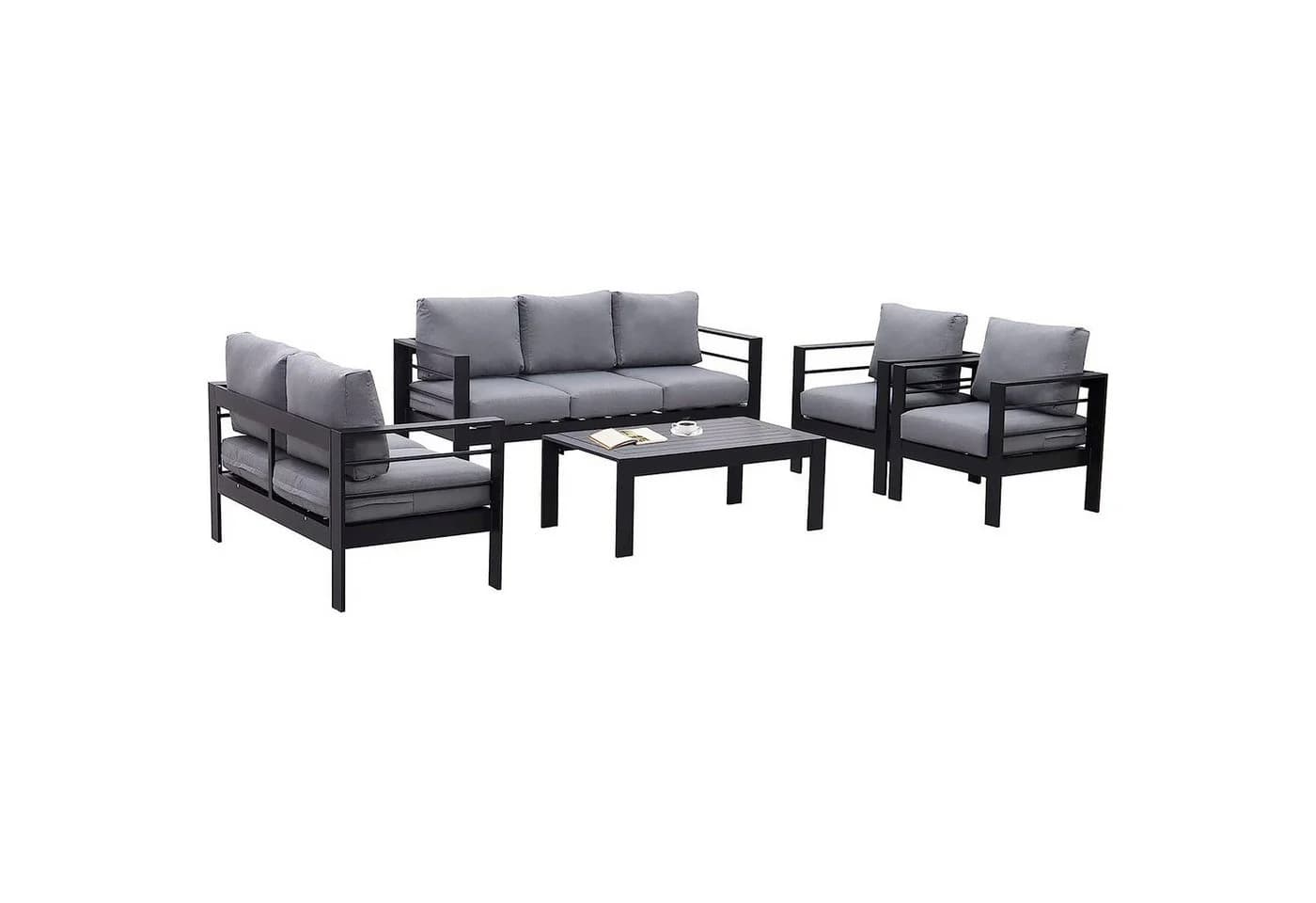 MeXo Gartenlounge-Set 7-tlg. Anthrazit Aluminium WPC