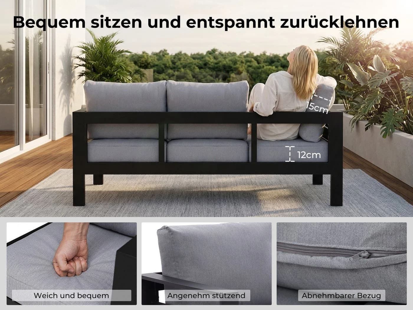 MeXo Gartenlounge-Set 7-tlg. Anthrazit Aluminium WPC - Bild 5
