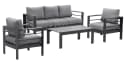 MeXo Gartenlounge-Set 4-tlg. Grau Aluminium Wetterfest mit Kissen Bild 1