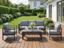 MeXo Gartenlounge-Set 4-tlg. Grau Aluminium Wetterfest mit Kissen Bild 2