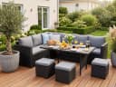 MeXo Loungeset Rattan Gartenmöbel Set 7-tlg. Schwarz Wetterfest Bild 2