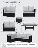 MeXo Loungeset Rattan Gartenmöbel Set 7-tlg. Schwarz Wetterfest Bild 4