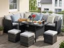 MeXo Gartenlounge-Set 7-tlg. Schwarz/Grau Polyrattan Bild 2