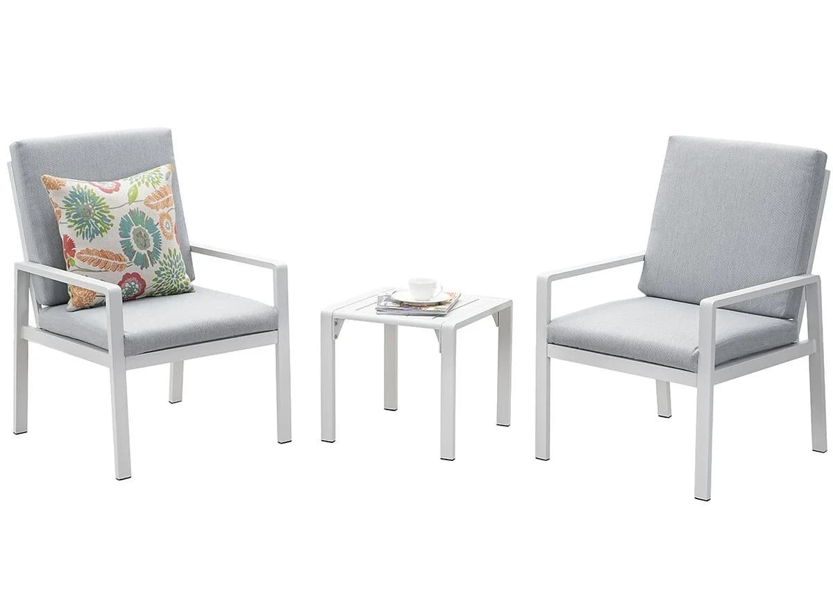 MeXo Gartenlounge-Set Aluminium 3-tlg. mit Kissen weiß