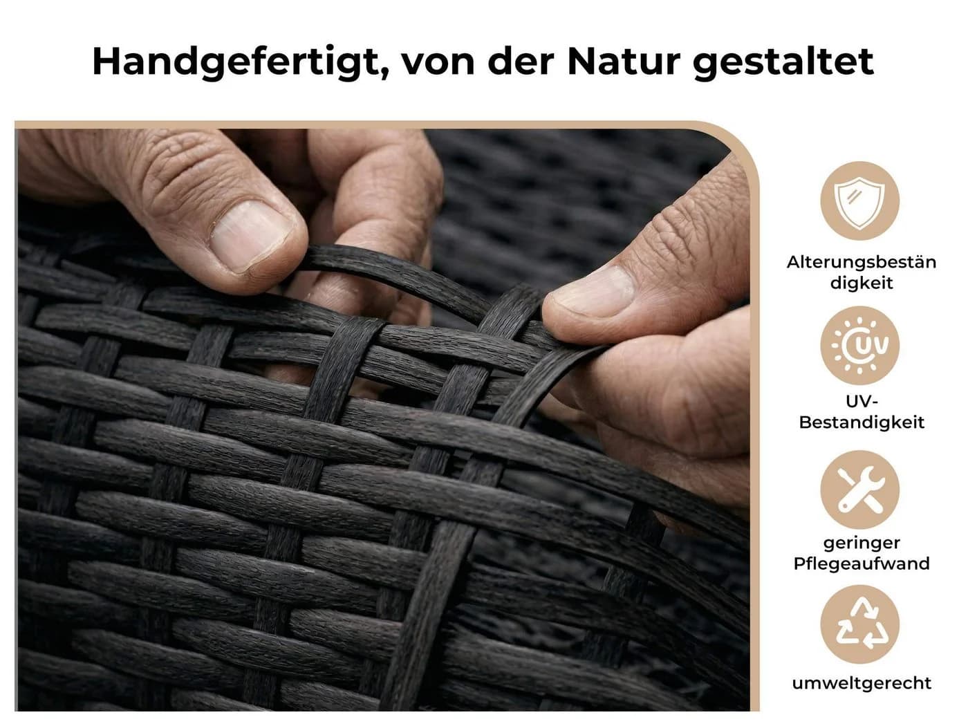 MeXo Gartenlounge-Set 4-tlg. Schwarz Polyrattan mit Kissen - Bild 4
