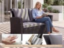 MeXo Gartenlounge-Set 4-tlg. Schwarz Polyrattan mit Kissen Bild 5