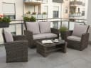 MeXo Gartenlounge-Set 4-tlg. Grau Polyrattan mit Kissen Bild 2