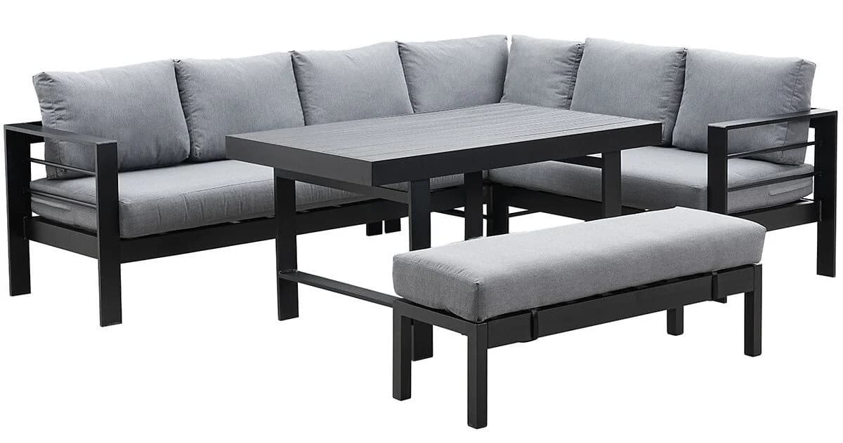 MeXo Gartenlounge-Set XXL Aluminium 6-8 Plätze Schwarz