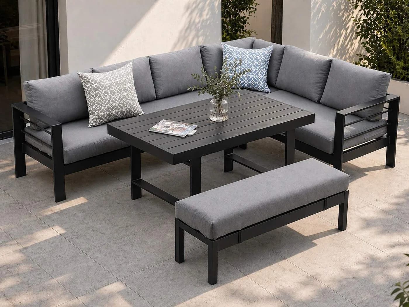MeXo Gartenlounge-Set XXL Aluminium 6-8 Plätze Schwarz - Bild 2
