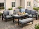 MeXo Gartenlounge-Set XXL 5-tlg. Schwarz Aluminium mit Kissen Bild 3
