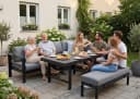 MeXo Gartenlounge-Set XXL 5-tlg. Schwarz Aluminium mit Kissen Bild 4