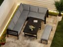 MeXo Gartenlounge-Set XXL 5-tlg. Schwarz Aluminium mit Kissen Bild 5