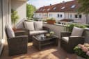 MeXo Gartenlounge-Set 4-tlg. Grau Poly Rattan mit Kissen & Stauraum Bild 2