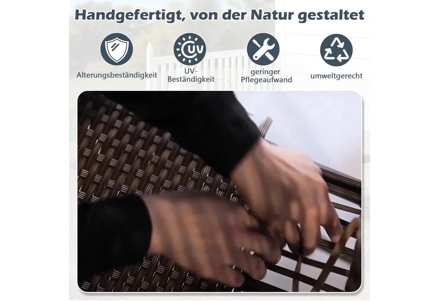 MeXo Gartenlounge-Set 4-tlg. Grau Poly Rattan mit Kissen & Stauraum - Bild 3