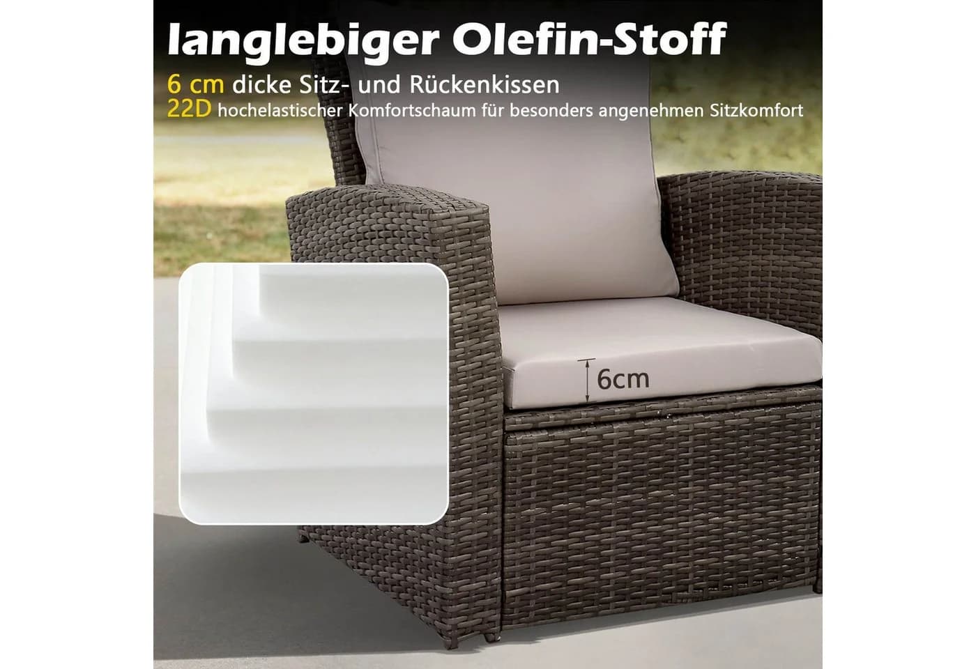 MeXo Gartenlounge-Set 4-tlg. Grau Poly Rattan mit Kissen & Stauraum - Bild 4